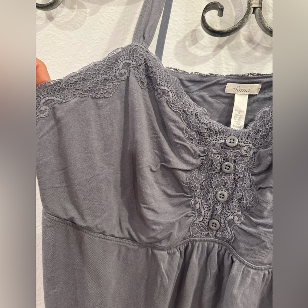 Soma Light gray Lace Pajama top - Picture 2 of 9